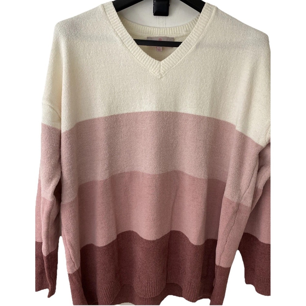 New Laurie Felt Spring Sweater Womens XL Pink Color Block Cozy Oversized Soft